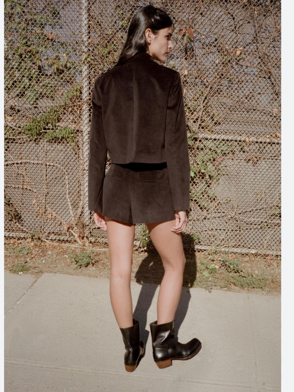 ZARA VELVET CROP BLAZER - Picture 4 of 8